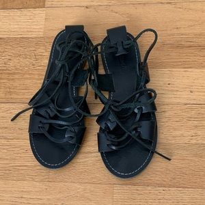 Madewell Black Leather Lace Up Sandals. Size 6.5